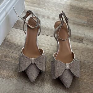 A New Day Women's Glittering Silver Bow Heels
